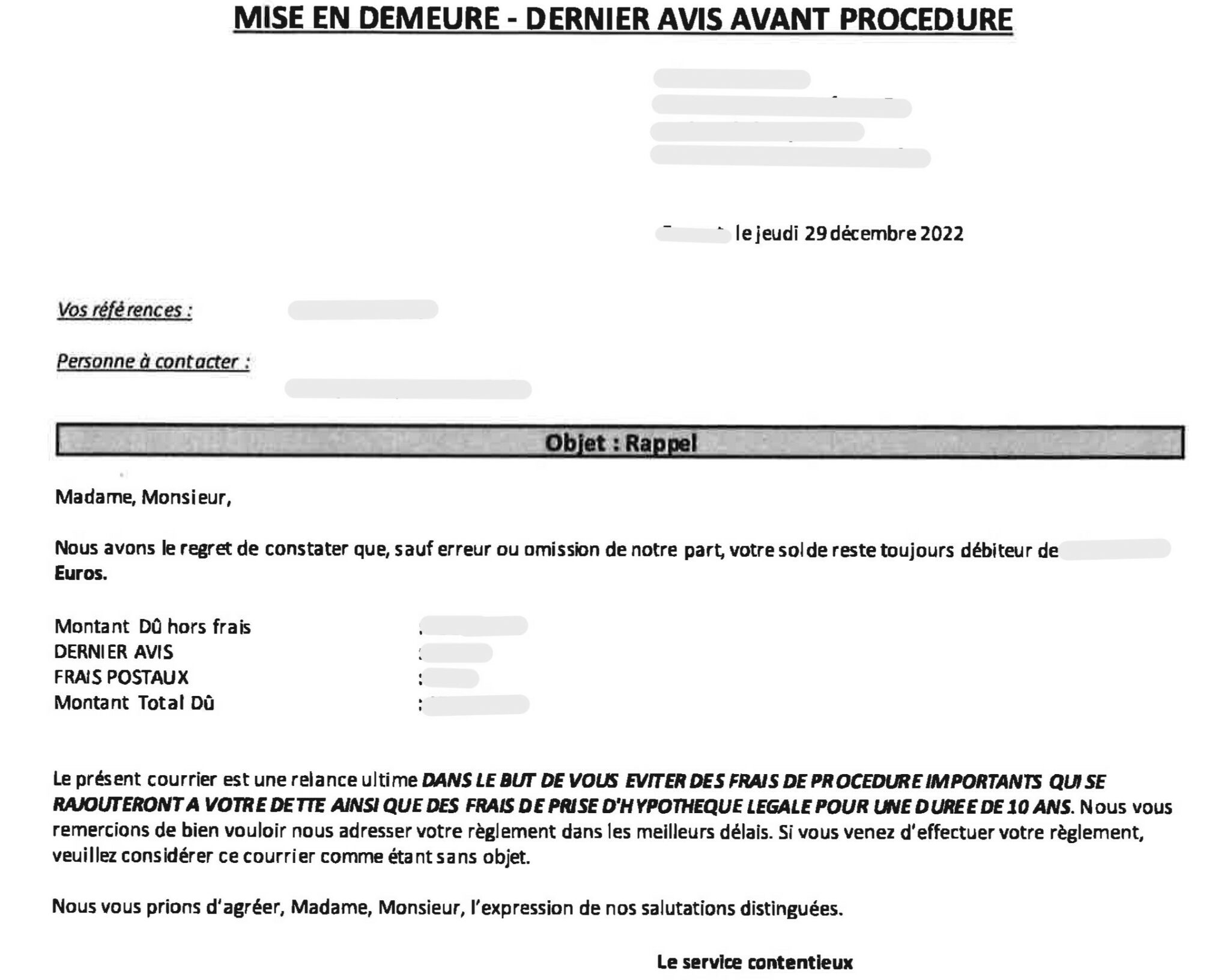 Comment bien rédiger la lettre de mise en demeure dans la procédure accélérée de recouvrement de